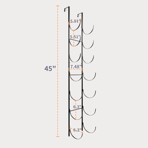 Adjustable 7-Tier Over-The-Door Towel Rack, Metal Wall Mounted