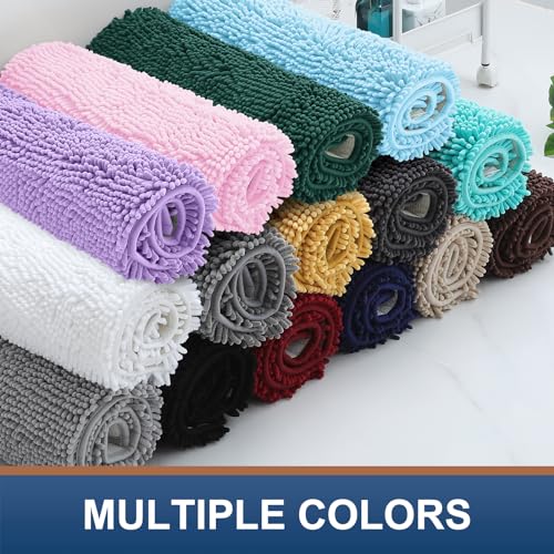 smiry Luxury Chenille Bath Rug in Black (24''x16'')