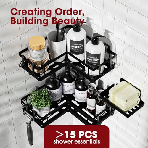 Black Stainless Steel Corner Shower Caddy Set, 3-Piece