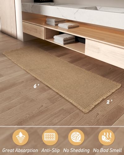 AMOAMI Waffle Runner Rug: Super Absorbent, Non Slip