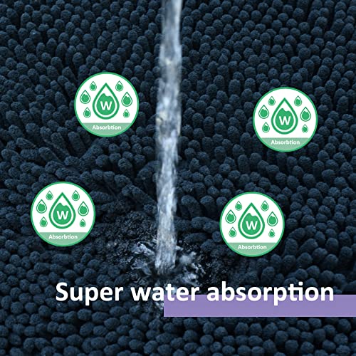 Soft Black Chenille Shaggy Bathroom Rug Set