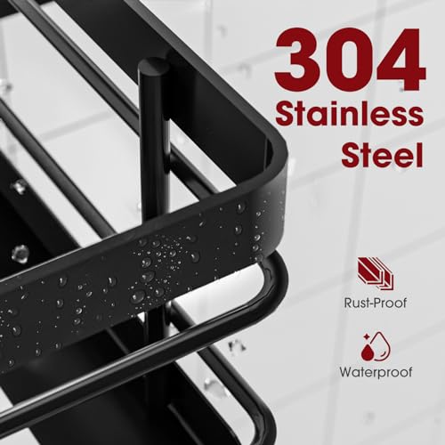 Black Stainless Steel Corner Shower Caddy Set, 3-Piece