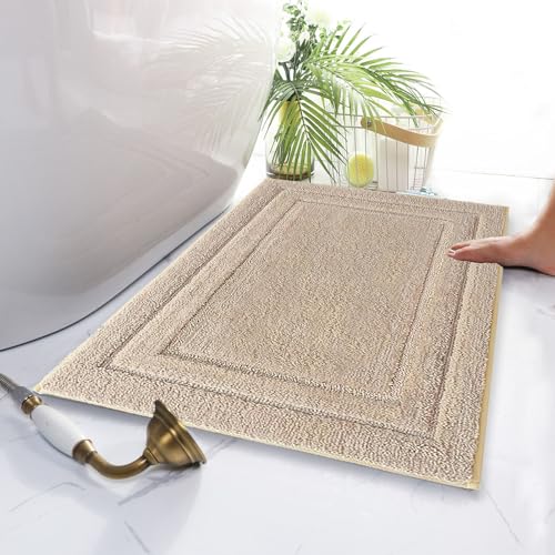 Luxurious Non-Slip Shaggy Bathroom Rug Mat, Beige