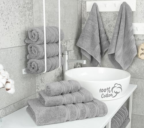 Luxury 6 Pc Towel Set: Bath, Hand, Washcloths