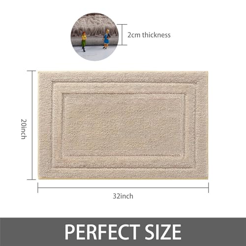Luxurious Non-Slip Shaggy Bathroom Rug Mat, Beige