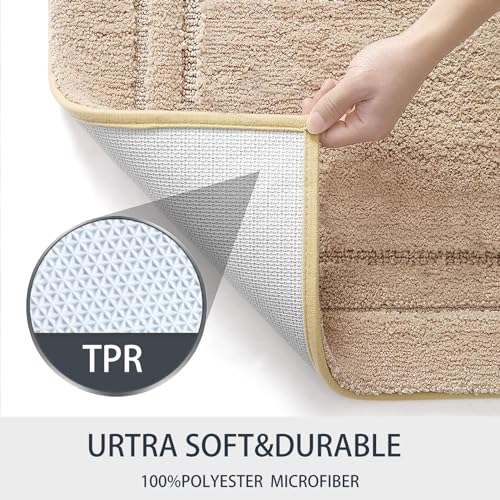 Luxurious Non-Slip Shaggy Bathroom Rug Mat, Beige
