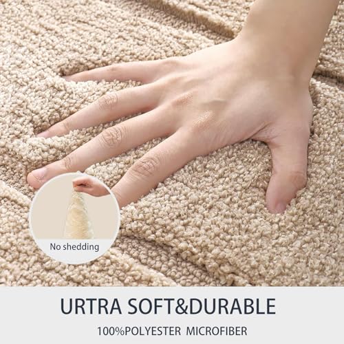 Luxurious Non-Slip Shaggy Bathroom Rug Mat, Beige
