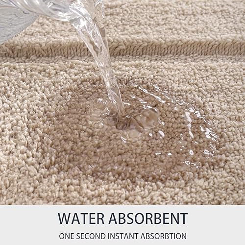 Luxurious Non-Slip Shaggy Bathroom Rug Mat, Beige