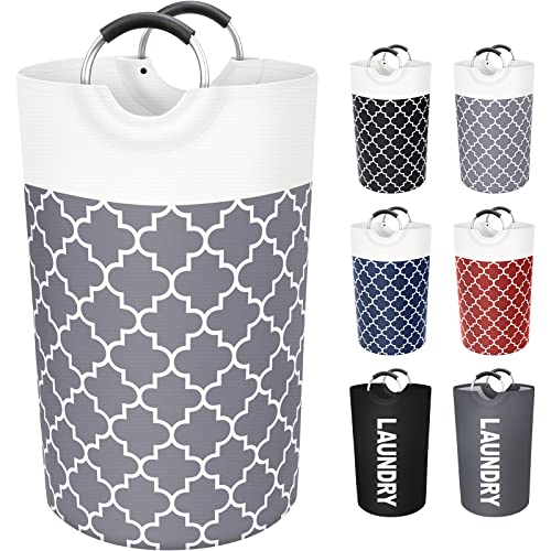 Large Grey Collapsible Laundry Basket with Handles, Waterproof