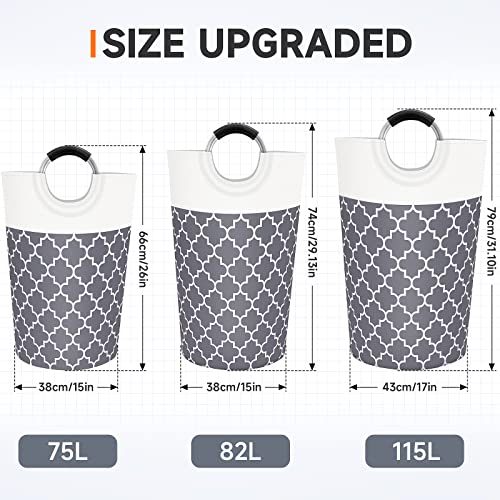 Large Grey Collapsible Laundry Basket with Handles, Waterproof