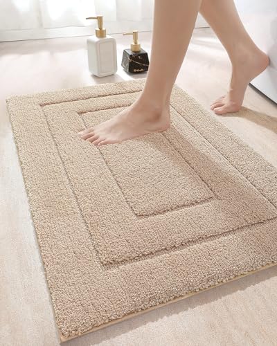 Luxurious Soft Beige Bathroom Rug Mat, Non-Slip