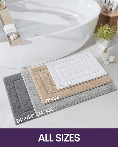 Luxurious Soft Beige Bathroom Rug Mat, Non-Slip