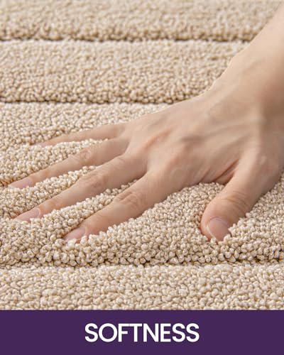 Luxurious Soft Beige Bathroom Rug Mat, Non-Slip