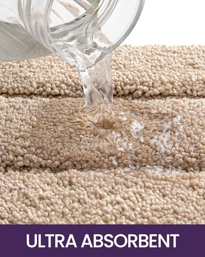 Luxurious Soft Beige Bathroom Rug Mat, Non-Slip
