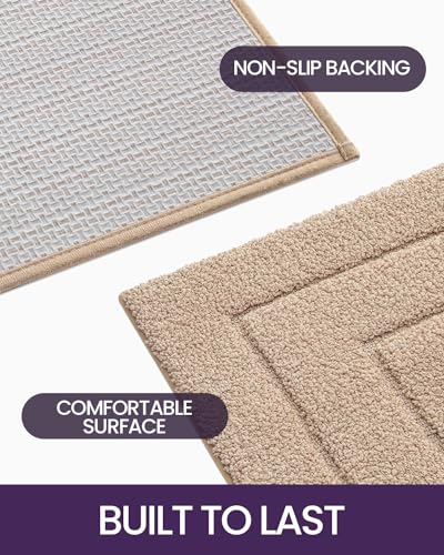 Luxurious Soft Beige Bathroom Rug Mat, Non-Slip