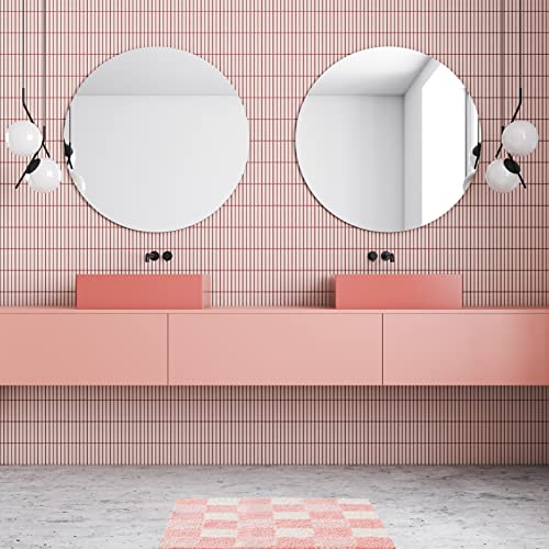 Blossom Pink Checkered Bath Mats - Non-Slip & Fluffy