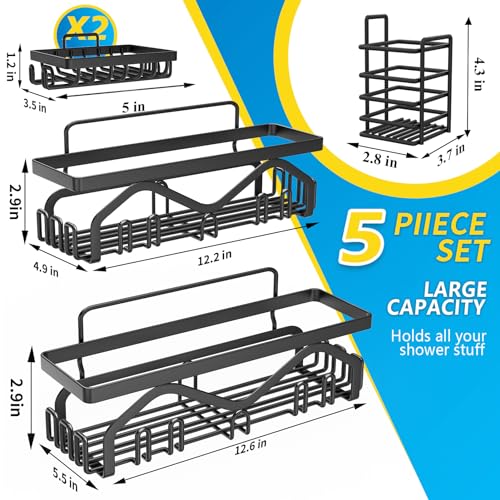 Black Stainless Steel Shower Caddy with Large Capacity