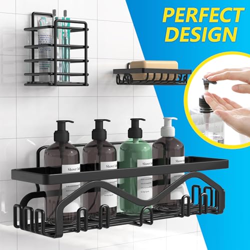 Black Stainless Steel Shower Caddy with Large Capacity