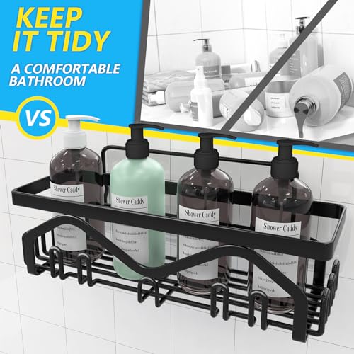 Black Stainless Steel Shower Caddy with Large Capacity