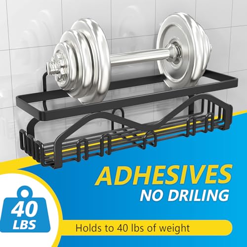 Black Stainless Steel Shower Caddy with Large Capacity