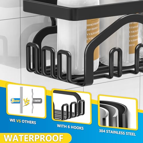 Black Stainless Steel Shower Caddy with Large Capacity
