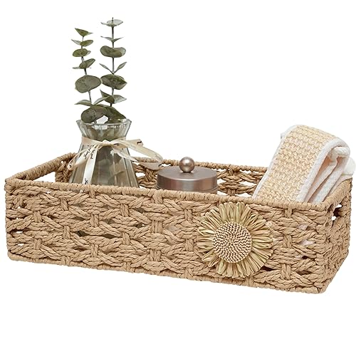 Beige Bathroom Tank Top Toilet Paper Organizer Basket