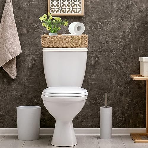 Beige Bathroom Tank Top Toilet Paper Organizer Basket