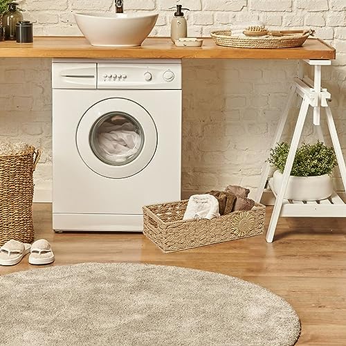 Beige Bathroom Tank Top Toilet Paper Organizer Basket