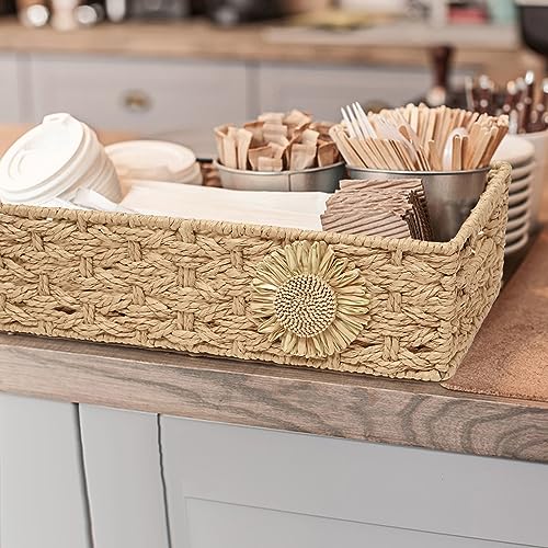 Beige Bathroom Tank Top Toilet Paper Organizer Basket