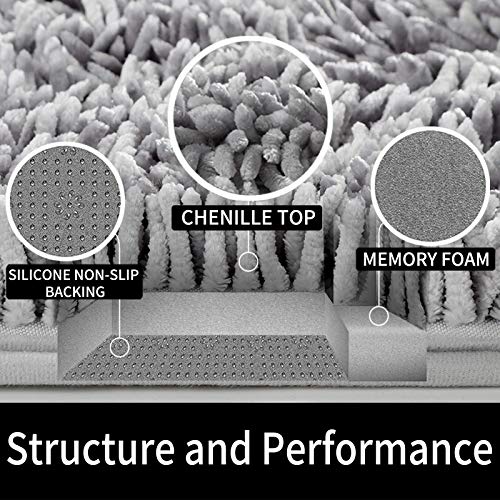 Luxury Chenille Shaggy Bath Rug for Bathroom Décor