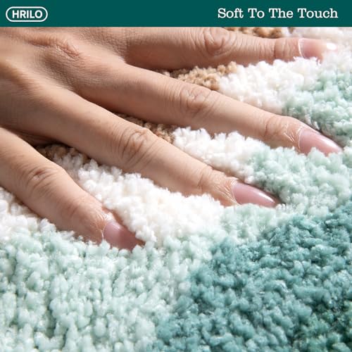 Green Microfiber Shaggy Bathroom Rugs: Absorbent Soft Mats