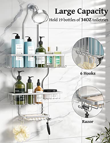 YASONIC Hanging Shower Caddy with 10 Hooks, Never Rust