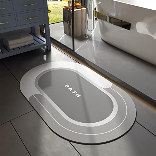 MontVoo Absorbent Non-Slip Bathroom Mat Rug (Grey)