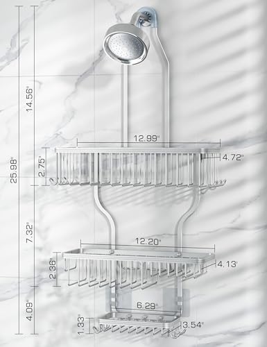 YASONIC Hanging Shower Caddy with 10 Hooks, Never Rust
