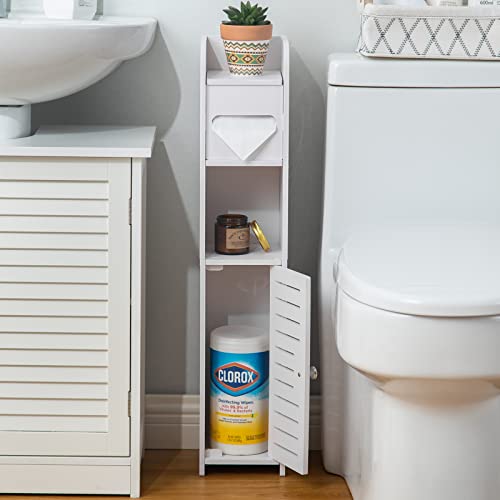 AOJEZOR White Bathroom Storage Cabinet: Toilet Paper Holder Stand