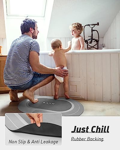 MontVoo Absorbent Non-Slip Bathroom Mat Rug (Grey)
