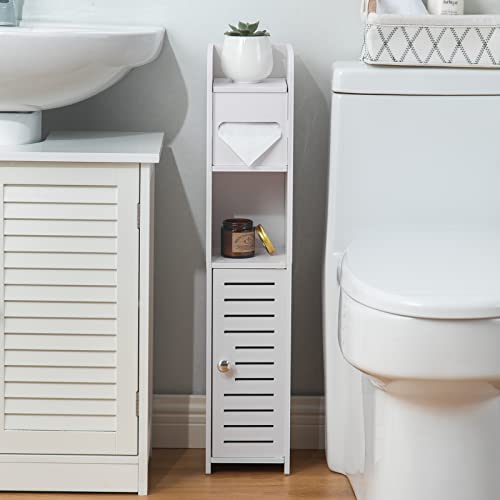 AOJEZOR White Bathroom Storage Cabinet: Toilet Paper Holder Stand