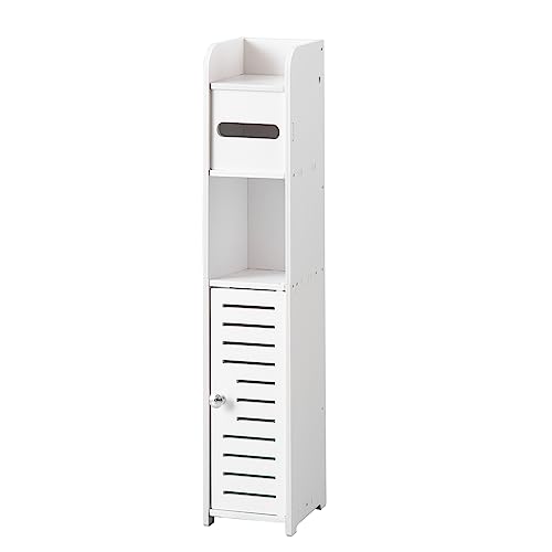 AOJEZOR White Bathroom Storage Cabinet: Toilet Paper Holder Stand