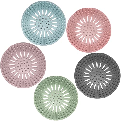 Silicone Hair Catcher Drain Covers - Easy Installation, 5-Pack