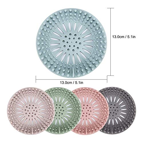 Silicone Hair Catcher Drain Covers - Easy Installation, 5-Pack