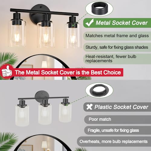 Modern Black Vanity Lights for Bathroom and Kitchen