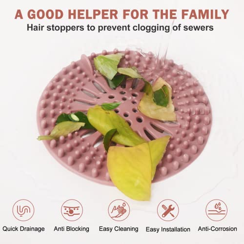 Silicone Hair Catcher Drain Covers - Easy Installation, 5-Pack