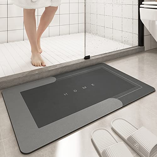 Dark Gray Rectangle Bath Mat - Non-Slip, Quick-Drying