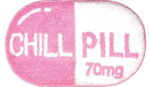 Chic Pink Chill Pill Bath Mat for Trendy Decor