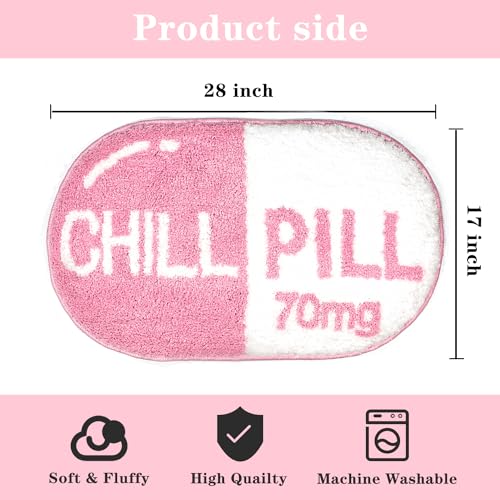 Chic Pink Chill Pill Bath Mat for Trendy Decor