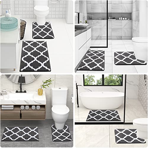 OLANLY 2-Piece Microfiber Bathroom Rug Set, Non-Slip Shaggy