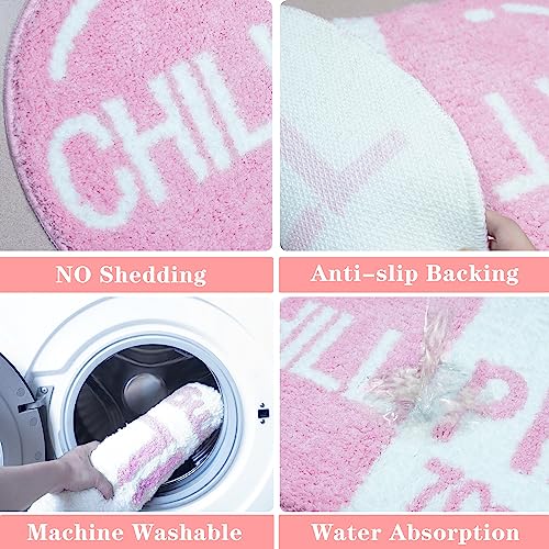 Chic Pink Chill Pill Bath Mat for Trendy Decor