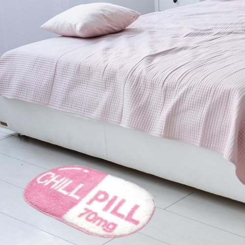 Chic Pink Chill Pill Bath Mat for Trendy Decor