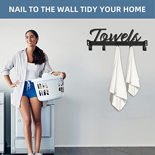 Wall Mount Towel Rack Hooks, Heavy Duty Organizer