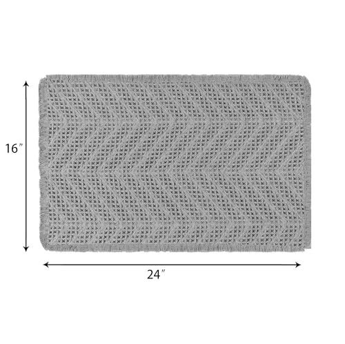 Soft & Absorbent Gray Bathroom Mat, Non-Slip, Machine-Washable